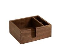 F Fityle Napkin Storage Container Wood Finish Box with Divided Interior and Front Dispensing Slot for Convenient Grab and Suitable for Dining Table Kitchen Counter Vanity Desk, Black Walnut