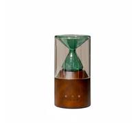 F Fityle Oil Dispenser Aromatherapy Machine Fragrance Device With Curved Silhouette Decorative Solid Wood And Glass Cold Air Nebulization Quiet, Green, Dark Base Plug-in