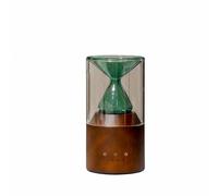 F Fityle Oil Dispenser Aromatherapy Machine Fragrance Device With Curved Silhouette Decorative Solid Wood And Glass Cold Air Nebulization Quiet, Green, Dark Base Battery