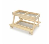 F Fityle Outdoor Feeder Chicken Feeder Stand Two Tier Feeding Rack Elevated Grain Holder Wooden Construction Stable Wide Base suitable for backyard runs farm coops outdoor feeding 40cmx38cmx26cm