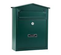 F Fityle Outdoor Lockable Mailbox Secure Metal-Mailbox Storage Iron Post Box Large Slot Weather-Resistant Keyed Lockbox Suitable for Home Entrance Apartment Daily Deliveries Porch, Dark Green