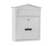 F Fityle Outdoor Lockable Mailbox Secure Metal-Mailbox Storage Iron Post Box Large Slot Weather-Resistant Keyed Lockbox Suitable for Home Entrance Apartment Daily Deliveries Porch, White