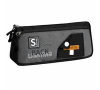 F Fityle Pencil Case Large Capacity Double Layer Pencil Bag Stationery Case Pen Organizer with Canvas Material Smooth Zippers Wrist Strap Suitable for School Office Study, Black, Quiet