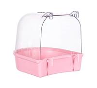 F Fityle Pet Bird Bath Box Parrot Hanging Bathtub Playground Water Bowl Cage Accessory, 5.12inch for Parakeets, Lovebirds, pink