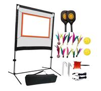 F Fityle Portable Badminton Net Set with Rackets Pickleball Net Adults Convenient with Shuttlecocks Feather Ball Beachball Set Game with Storage Bag for Indoor Training Parks Outdoor Sports