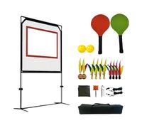 F Fityle Portable Badminton Net Set with Rackets Pickleball Net Adults Convenient with Shuttlecocks Feather Ball Beachball Set Game with Storage Bag for Indoor Training Parks Outdoor Sports