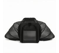 F Fityle Portable Carrier Pet Carrier Bag Crate Tote With Front Top Side Openings And Mesh Ventilation Expandable Soft Sided Oxford Shell For Small Pets, Pure Black