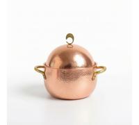F Fityle Pot Cooking Soup Stockpot with Domed Lid and Convenient Top Knob Egg Shaped for Efficient Heat Retention Suitable for Dishes Dining Table Serving, Original Copper Color Thickened