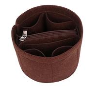 F Fityle Purse Handbag Fashion Handbag Liner Round Inside Compartments Tote Bag Organizer Insert Luggage Container Flexible Mutifunctional Pouch, Coffee