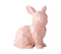 F Fityle Rabbit Statue Animal Sculpture Collections Cute Artwork Desk Ornament Bunny Ornament Easter Decoration for Entrance Balcony, Pink