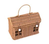 F Fityle Rattan Woven Storage Basket with Lid House Shaped Artwork Suitcase Box Picnic Basket for Living Room Kitchen Garden Wedding Picnic Camping Photo Prop