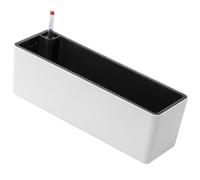 F Fityle Rectangle Self Watering Planter with Water Level Indicator Modern Gardening Decorative Planter Pot for Balcony Indoor Plants, White