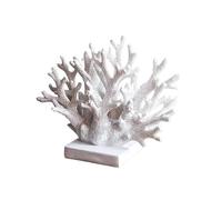 F Fityle Resin Coral Statue Realistic Modern Resin Sculpture Coral Decor Nautical Decoration for Shelf Bedroom Hotel Home Bathroom, White 18cmx15cm