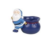 F Fityle Resin Craft Container Santa Figurine Holder Desktop Organizer Pen Candy Jar Resin Artwork Glossy Paint Holiday, Santa Claus with A Money Bag Left, Blue