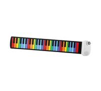 F Fityle Roll up Piano Portable Piano,49 Keys,Rechargeable Sturdy Lightweight Hand Rolled Roll Out Piano Keyboard for Kids Adults, Rainbow Key White