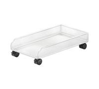 F Fityle Rolling Storage Basket under Cabinet Organizer Movable Storage Rack Bathroom Organizer for Dorm Home Laundry Room, White L