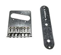 F Fityle Saddle Bridge Plate 6 Strings with 2 Dome Knobs Sturdy,Electric Guitar Bridge Plate Parts,Replacement,for Musical Instrument, silver