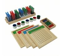 F Fityle Set Division Board Toy Math Board Sorting Tray Counting Kit beech plywood tray with compartmented box and transparent tubes suitable for teacher resources family activities