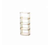 F Fityle Shoe Shelf Stackable Shoe Rack Storage Organizer Vertical Stand PET Material With Removable Layers No Tools Needed Assembly Suitable for entryway, Translucent Tea, 5-Tier 31.5x24x70cm