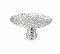 F Fityle Silver Tray Oval Serving Tray Fruit Platter Decorative Dish Honeycomb Texture with Raised Center Support for Gift Giving Home Decoration Office Decor, Large, with Base, Style to 1