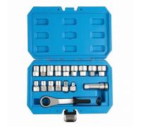 F Fityle Socket Wrench Assembly Socket Wrench Set Ratchet Handle Socket Pieces Adapter Heads Steel Case with Molded Storage Suitable for Work Garage Benches Home Repair Kits Travel