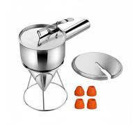 F Fityle Stainless Steel Funnel Batter Dispenser Piston Funnel Confectionery Funnel Kitchen Funnel With Comfortable Handle And Easy Cleaning Suitable for, L 1200ML 19MM, Thick W 4 Nozzles