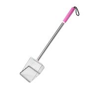 F Fityle Stainless Steel Kitten Sand Scoop Cat Litter Sifter Pet Cleaning Supplies Sturdy Metal Litter Scooper for Kitty Pets Supplies, Pink