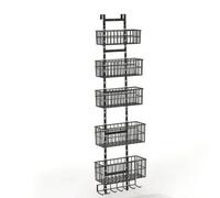 F Fityle Storage Rack Over The Door Organizer With Multi Tier Wire Baskets And Hooks Metal Storage Shelf For Towels Toiletries Laundry Products Pantry Use