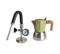 F Fityle Stovetop Espresso Maker Detachable Compact Moka Pot with Steam Generator 100ml Italian Coffee Maker Versatile Milk Frother Steam for All Coffee Lover Home, Green