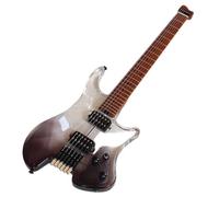 F Fityle Synthetic Material String No Headstock Electric Guitar Featuring Modern Compact Silhouette Clear Acrylic Maple Neck Bridge Mounted Controls Suitable for Rock Music Jazz Practice