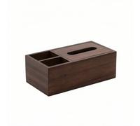 F Fityle Tissue Holder Wooden Tissue Box Organizer Dispenser With Compartments Walnut Wood Structure Opening Compact Desk Size suitable for
