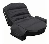 F Fityle Tractor Seat Tractor Seat Cushion Protector With Supportive Backrest Water Repellent Oxford Material With Handy Side Pockets suitable for lawn work, All Black, Horizontal Pattern