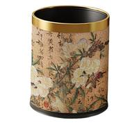 F Fityle Trash Can Wastebasket Garbage Container Dustbin Reusable Garbage Bin Trash Bin for Home Bathroom Laundry Room Indoor Office, Gold Hoop