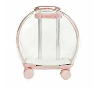 F Fityle Travel Carrier Cat Carrier Trolley Pet Carrier Built-in Trolley Base Easy Mobility Soft Fleece Memory Return Handle Large Room Acrylic Shell Suitable for Gift Giving Home Decoration, Pink
