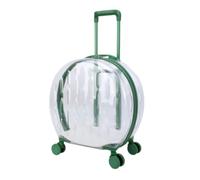 F Fityle Travel Carrier Wheeled Pet Carrier Suitcase Trolley With Wheels Hard Shell Rolling Crate Body Ventilation Ports Aluminum Alloy Support Perimeter Zip, Green, Striped