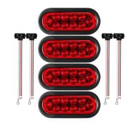 F Fityle Truck Trailer Lights Oval Led Rear Modules With Sealed Compact Housing And Red Lens Copper Alloy Build With Wiring Pigtails suitable for utility