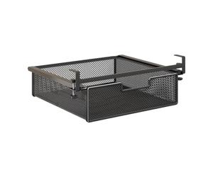 F Fityle Under Desk Drawer Basket Invisible Organizer Box No Punch Office Supplies Black Mesh Metal File Holder Sliding Clamp on, Black M