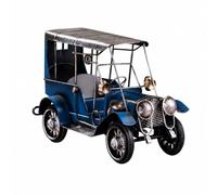 F Fityle Vintage Car Figurine Retro Iron Automobile Model with Framed Windshield Side Glass Panels Seats Steering Wheel Shiny Details for Home Shelf Desk, Blue