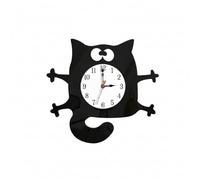 F Fityle Wall Clock Analog Clock Wall Timepiece Wall Decor With Round Dial And Striking Silhouette Style Frame In Vinyl And Metal Suitable for living room office home, Acrylic Scared Cat