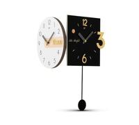 F Fityle Wall Clock Double Faced Corner Clock Silent Pendulum Clock Modern Geometric Clock Inside Corner Fit Round And Square Dial Pair MDF Acrylic Metal Suitable for living room hallway entryway