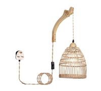 F Fityle Wall Sconce Woven Bamboo Lantern Plug in Wall Light Sconces Farmhouse Wall Lamp Wall Light Fixtures for Bedroom, Nursery
