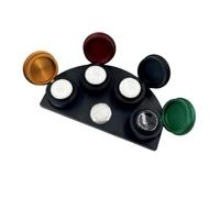 F Fityle Watch Repair Oil Dish Watch Oiler Cup Set Lubricant Holder Tool with Lids Metal Ceramic Structure Stable Base Dust Suitable for Clock Repair counters Maintenance | Four Round Wells, Watch Oil Disc, for Workbench, Watchmakers
