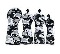 F Fityle Waterproof Golf Club Head Cover Wood Driver Headcover Black Pattern with Number Tag, 4PCS No 1 3 5 UT