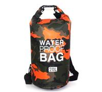 F Fityle Waterproof Shoulder Pack Lightweight Roll Bag Outdoor Equipment Sack Multipurpose Bag Polyester PVC Flexible Closure, Multicolor, Orange Camouflage, 20L Backpack