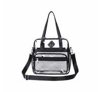 F Fityle Waterproof Student Satchel Clear Backpack Bookbag Rucksack PVC Transparent Material With Organized Storage and suitable for students commuting travel, Black, Black Transparent
