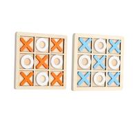 F Fityle Wood Tic TAC Toe Board Game Interactive Early Education Development Toys Rustic Brain Teaser Puzzles Develop Thinking Skills, 2 Set Tic Tac Toe