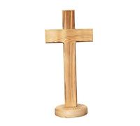 F Fityle Wooden Altar Cross with Stand Standing Table Cross Double-Sided Display Cross Decor for Home Chapel Decor, Religious Christian Catholic,Style C