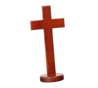 F Fityle Wooden Altar Cross with Stand Standing Table Cross Double-Sided Display Cross Decor for Home Chapel Decor, Religious Christian Catholic (Style F)