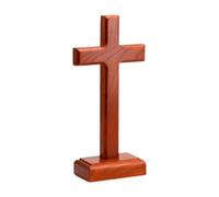 F Fityle Wooden Altar Cross with Stand Standing Table Cross Double-Sided Display Decor for Home Chapel Decor, Religious Christian Catholic, Style B