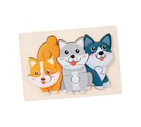 F Fityle Wooden Animal Puzzles Early Leaning Education Toy Cognition Intelligence Puzzle Shape Puzzle for Preschool Toddlers Girls Boy Children, Dog